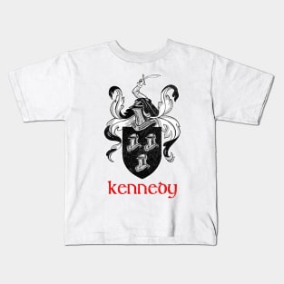 Kennedy Surname  / Faded Style Family Crest Coat Of Arms Design Kids T-Shirt